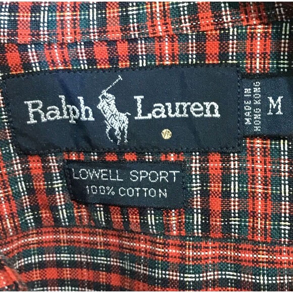 Ralph Lauren Lowell Sport Long Sleeve Button Up Mens Medium Polo Shirt Red Plaid - Picture 9 of 10